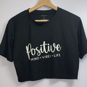 SHEIN Black Positive Mind Crop Top Size XS